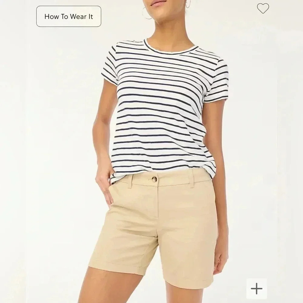 J Crew Chino Shorts Khaki Beige  7” Inseam Cotton Stretch Pockets NWT Size 6